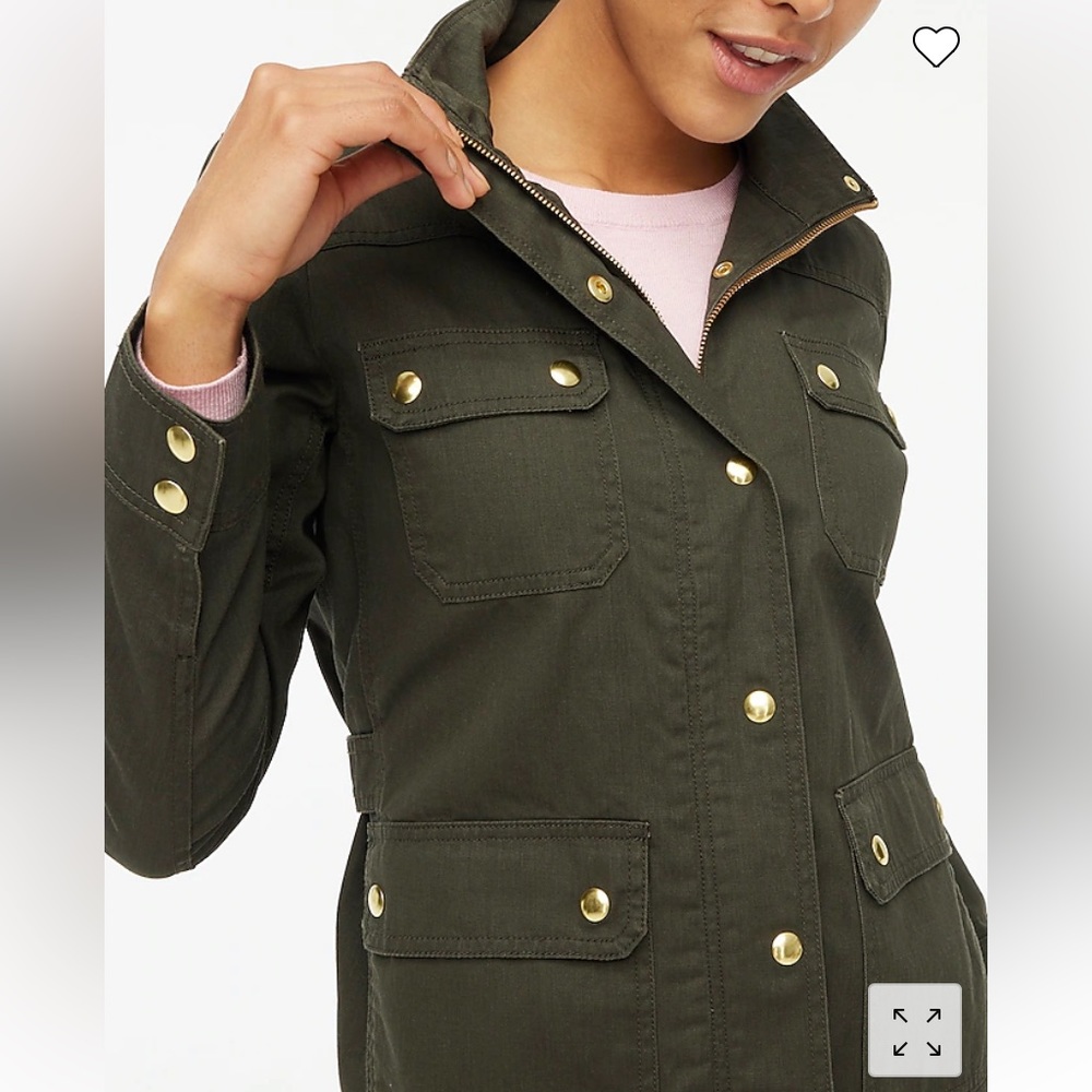 J. Crew Water Resistant Resin-coated twill field jacket Mossy Brown Green Sz S - Picture 3 of 12
